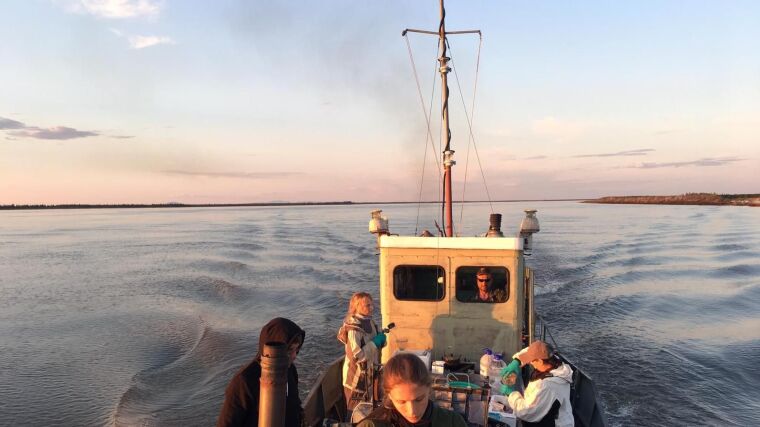 Sampling the Kolyma River in North Eastern Siberia.
